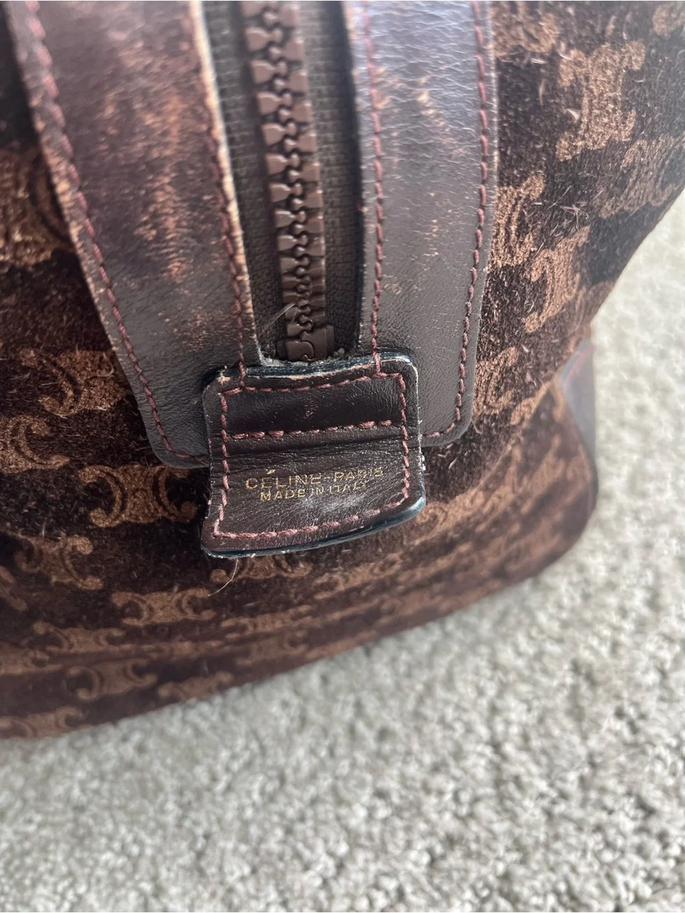 Celine vintage macadam suede Boston bag